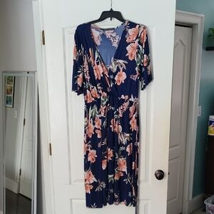 Chris & Carol Navy Floral Midi Dress